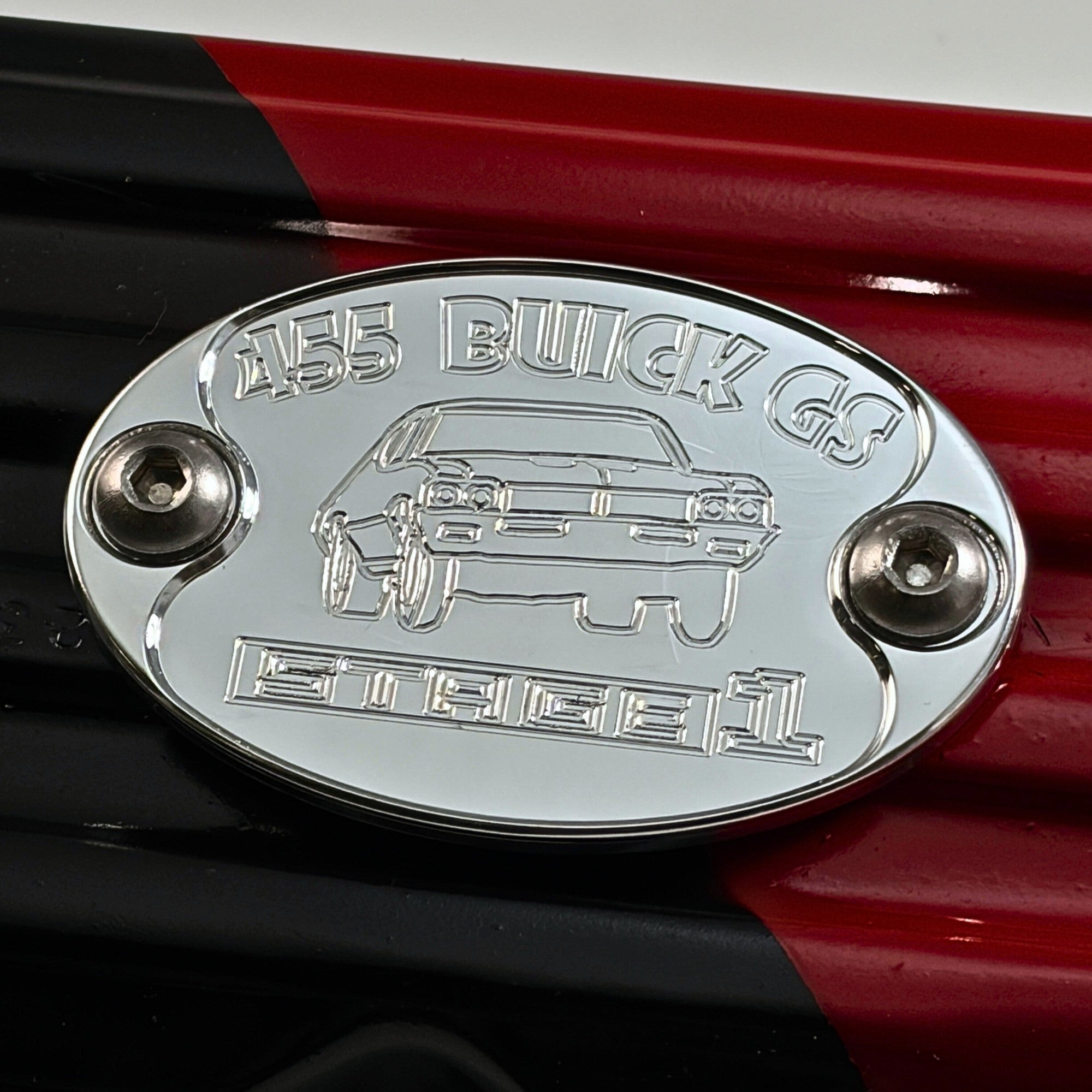 Mad4Metal Buick GS 455 Stage 1 Billet Aluminum Badge Valve Cover USA