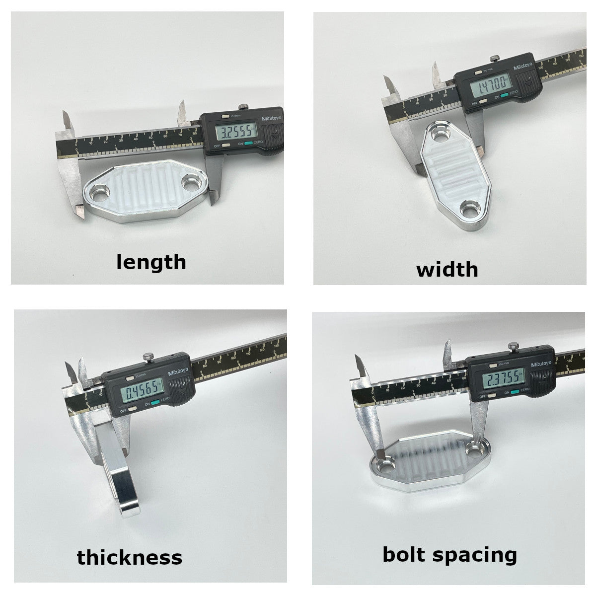 Fuel pump block off plate precise caliper measurements Oldsmobile Cadillac 350 400 455 425 472 500 dimensions specifications