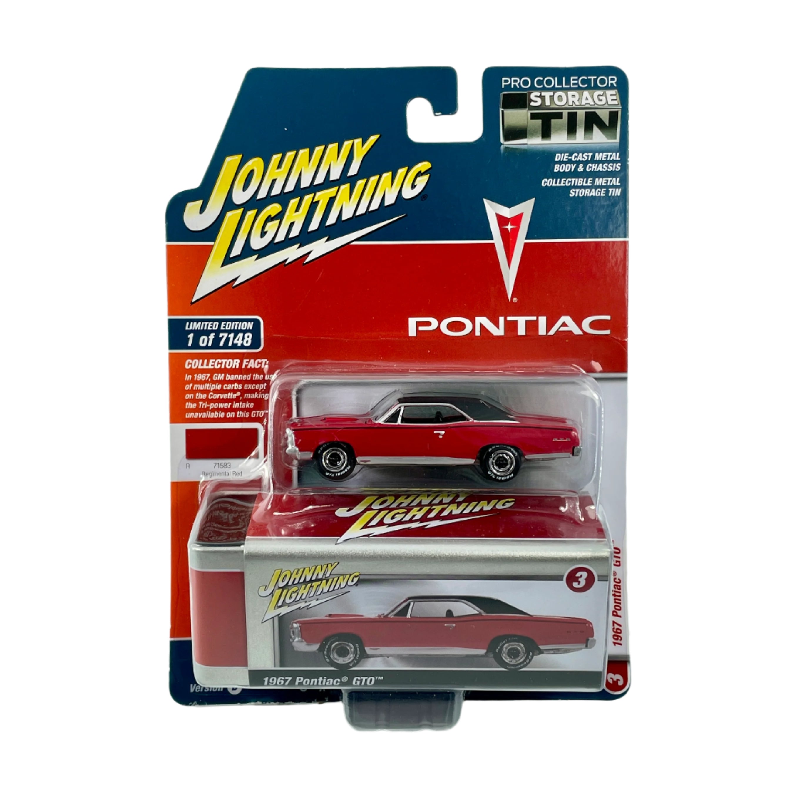 Johnny Lightning 1 64 Diecast Cars 1967 Pontiac GTO Red Collector Storage Tin