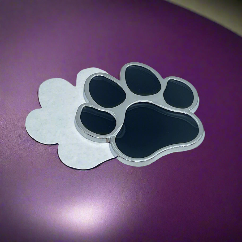 3D Chrome Dog Paw Print Car Decal - Metallic Pet Emblem for Vehicles & Motorcycles