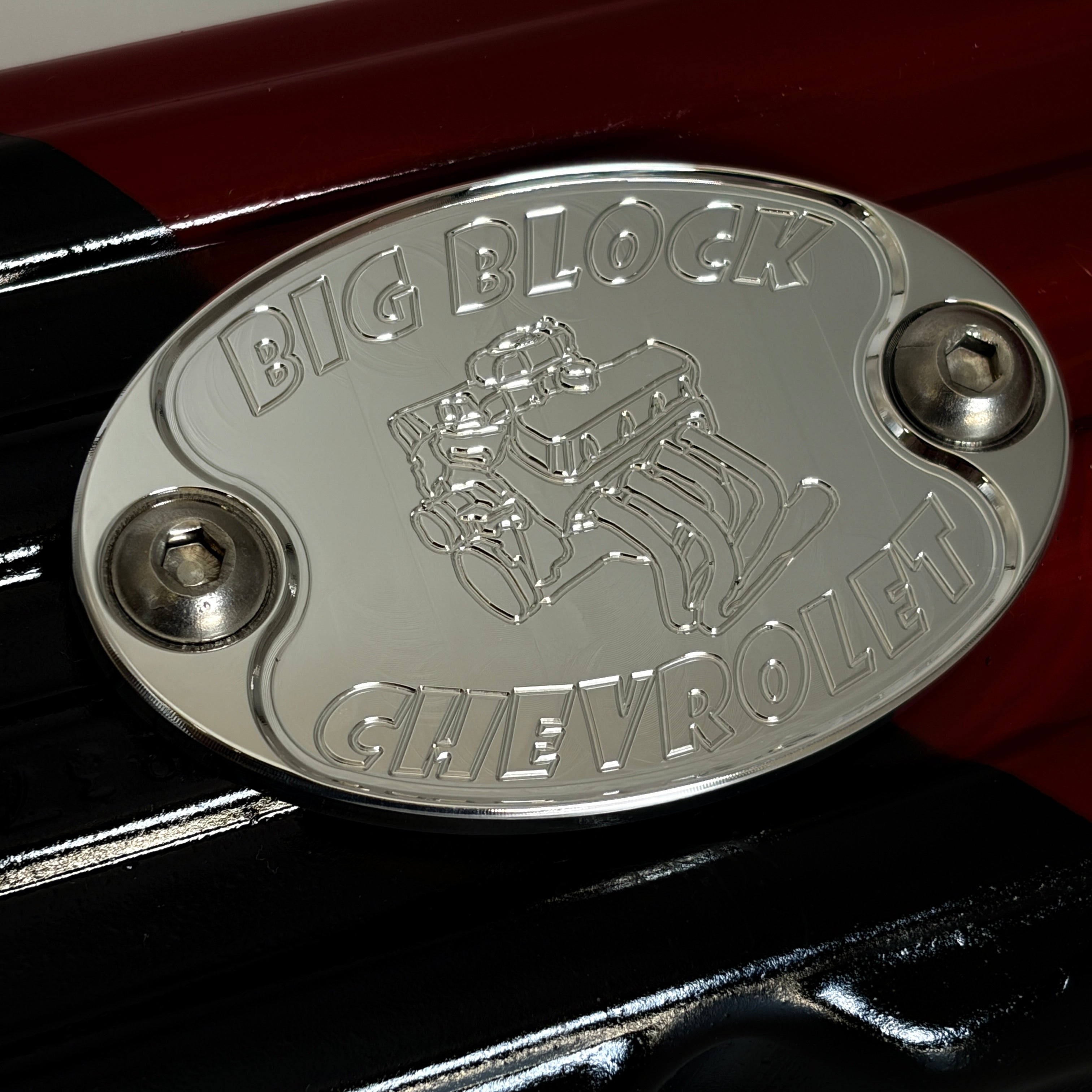Mad4Metal Big Block Chevy Badge Billet Aluminum CNC Machined USA