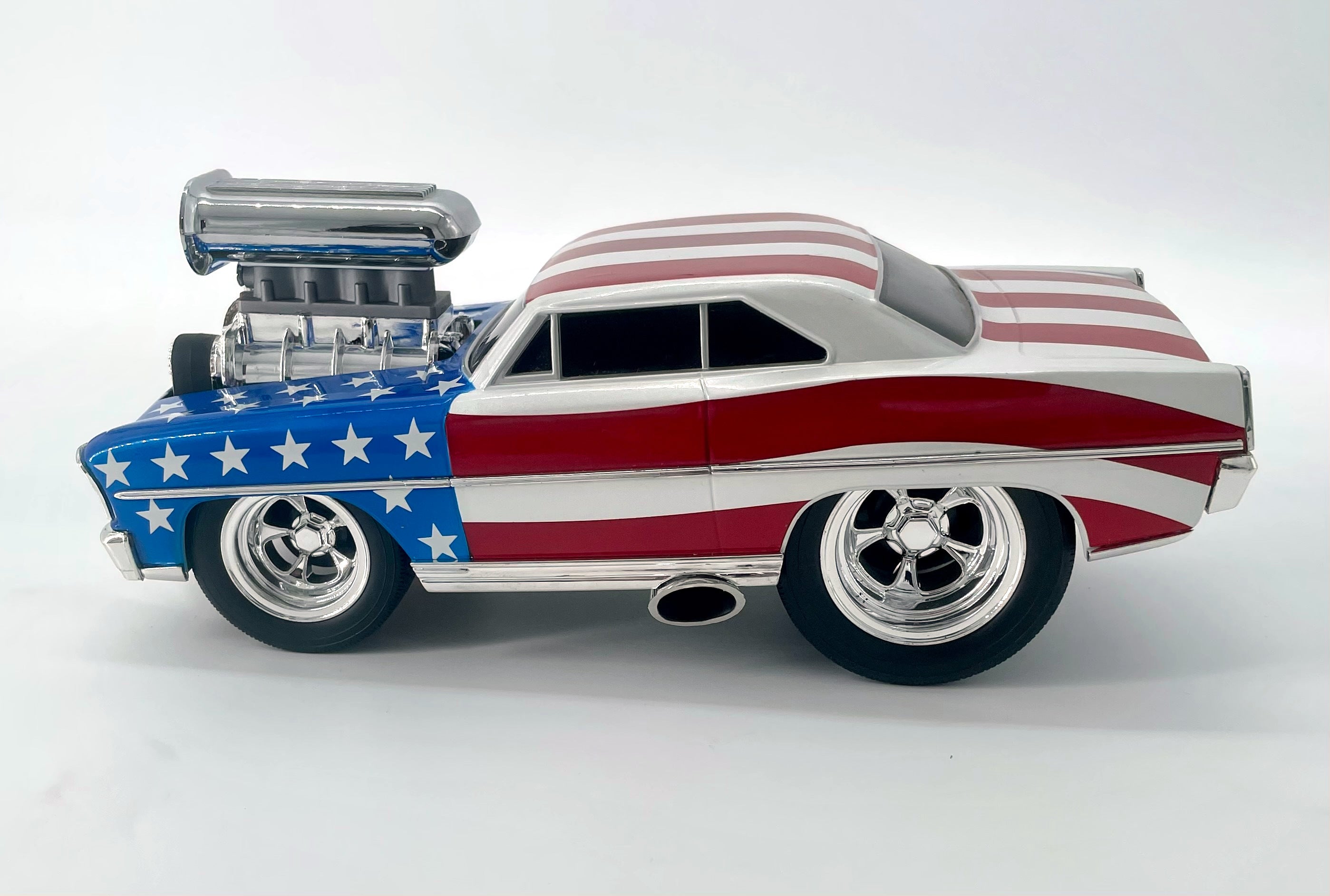 1966 Chevy Nova Muscle Machines Stars & Stripes 1:18 Scale Diecast Car - Collectible