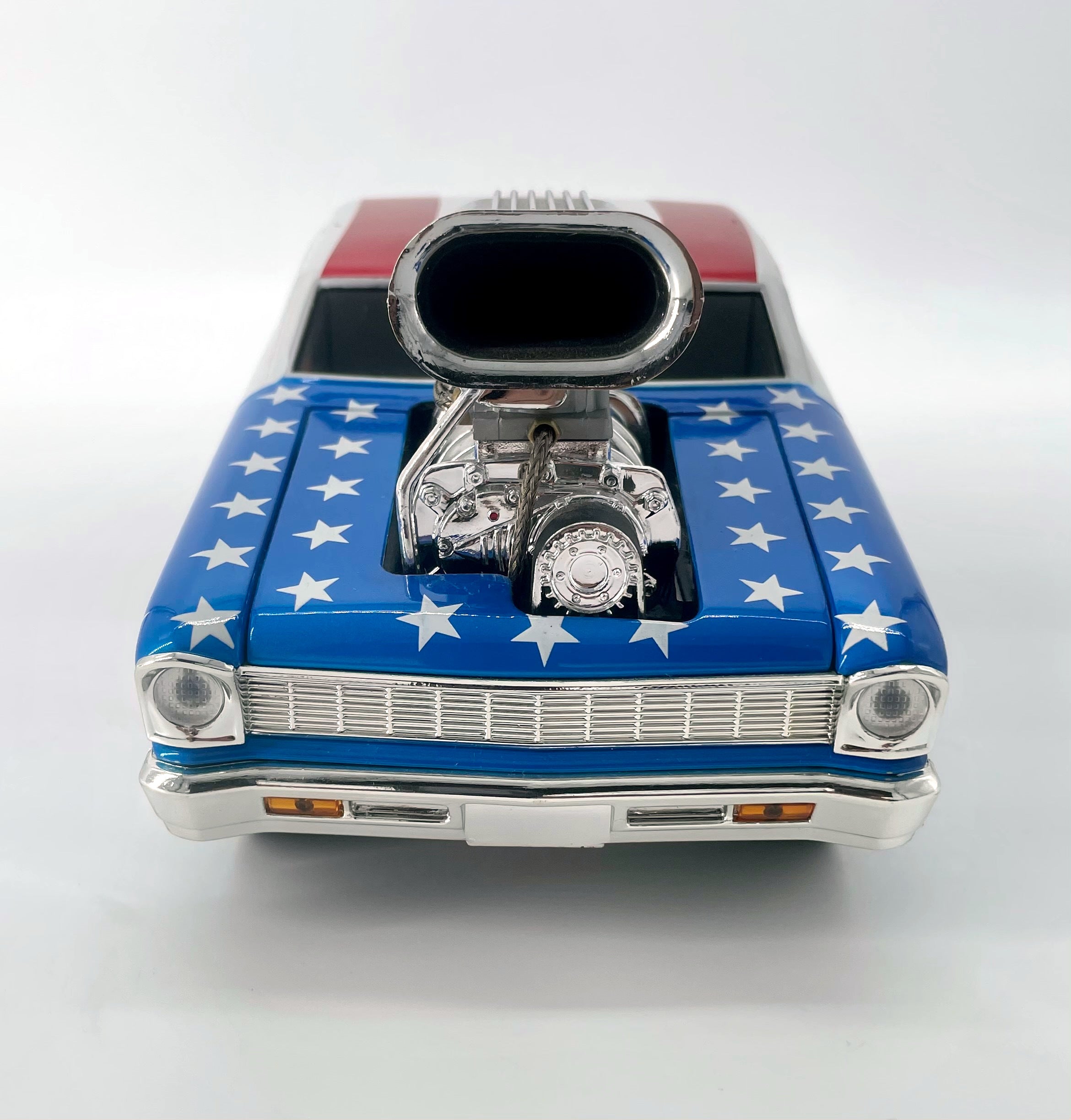 1966 Chevy Nova Muscle Machines Stars & Stripes 1:18 Scale Diecast Car - Collectible