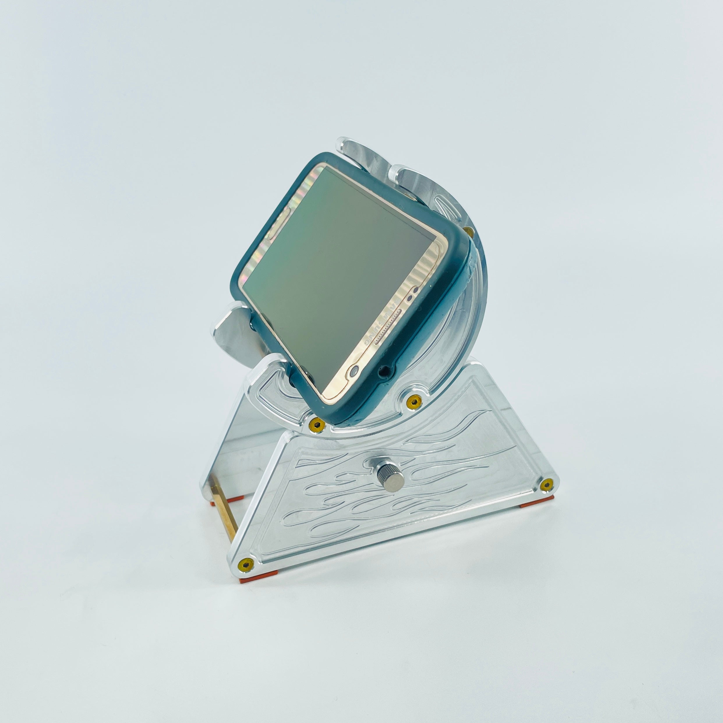 CNC Metal Phone Stand | Hot Rod Flames Design | Car Enthusiast Gift | Made in USA