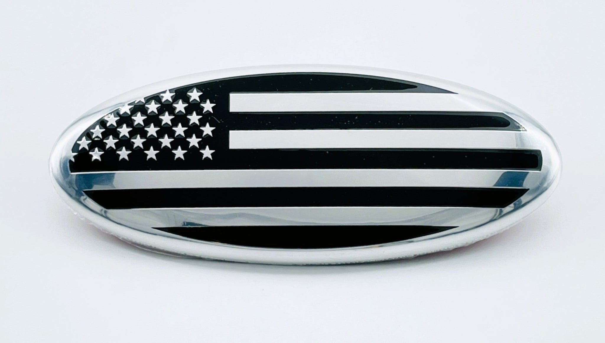 "Chrome American Flag Emblem - 9 Inch Car or Truck Badge, Patriotic Decal"