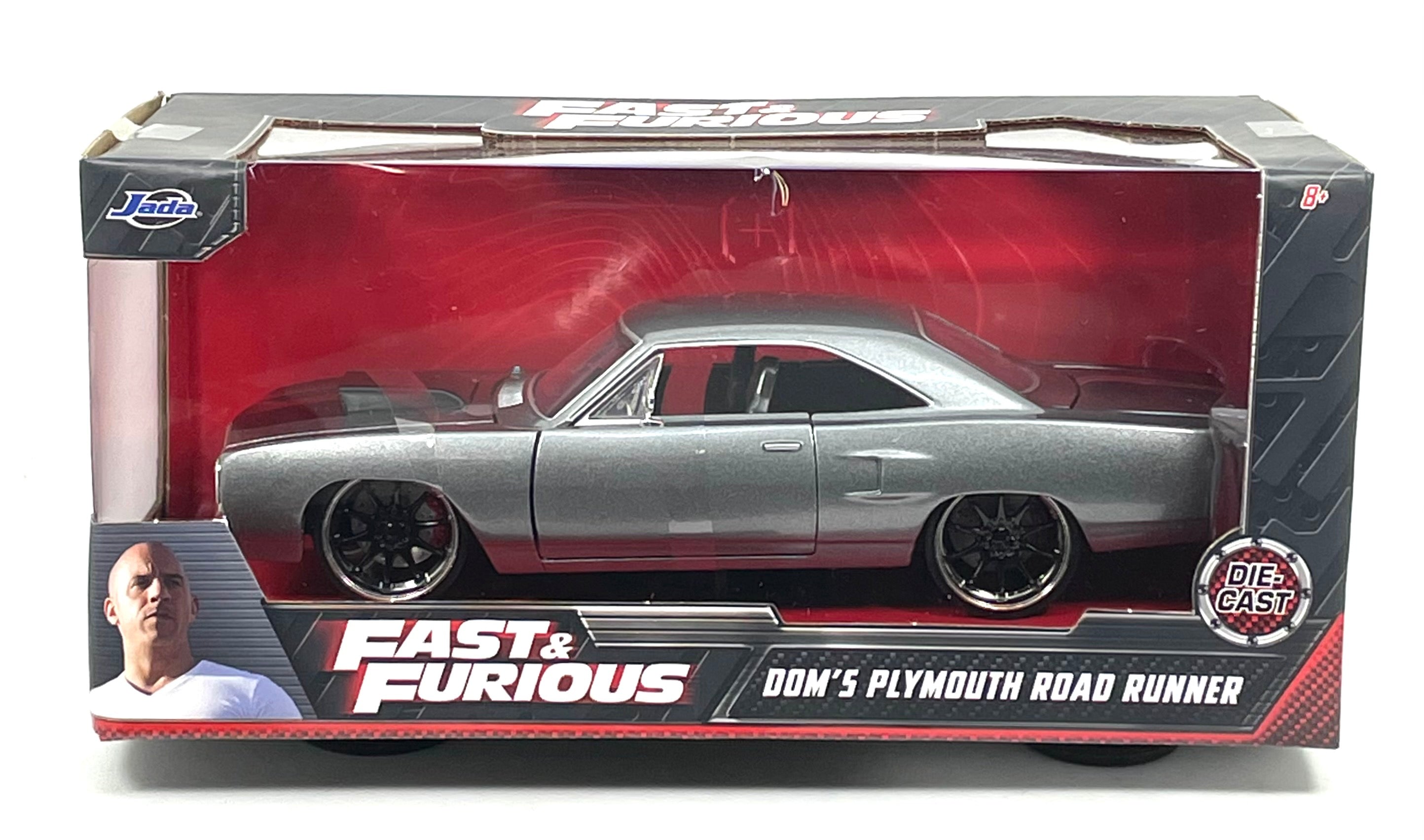 Jada Toys Fast & Furious Doms Plymouth Road Runner Gunmetal Gray #30745 1:24