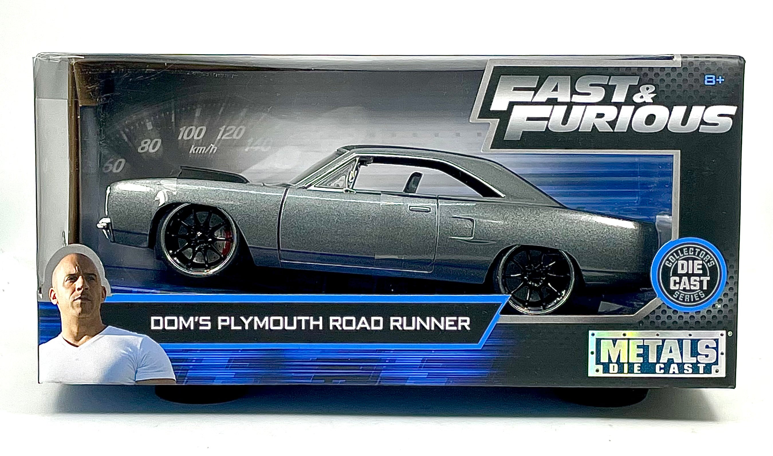 Jada Toys Fast & Furious Doms Plymouth Road Runner Gunmetal Gray #30745 1:24