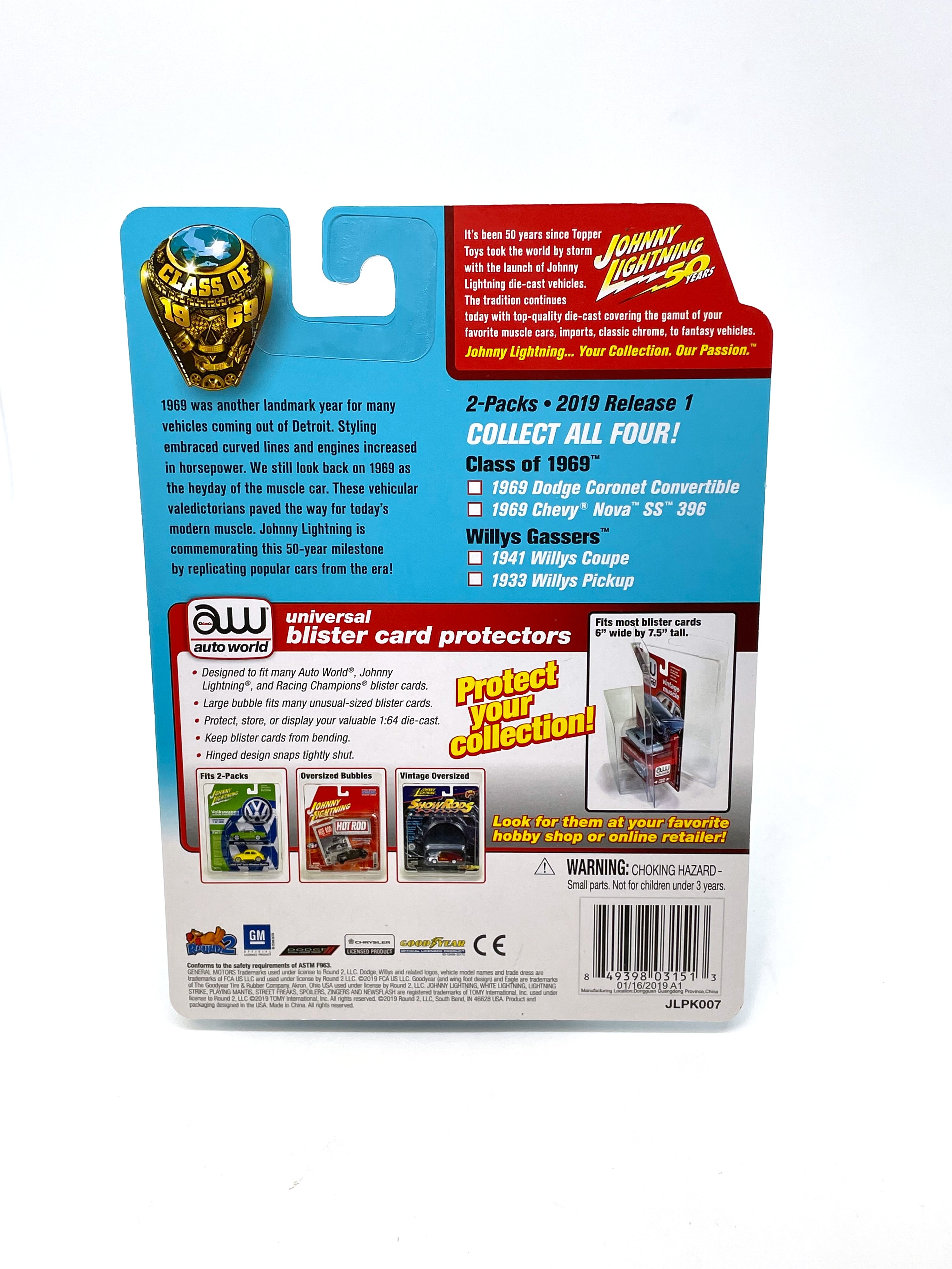 Johnny Lightning Cars 1 64 1969 Dodge Coronet 1969 Chevy Nova Class of 69