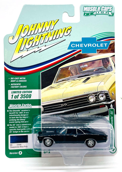 Johnny Lightning Muscle Cars USA 1967 Chevy Chevelle SS R1 Deepwater Blue  Poly Die Cast Car 1:64