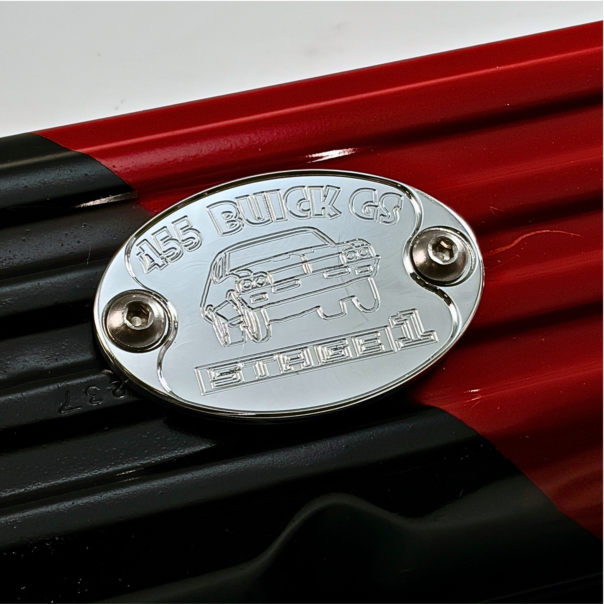 Mad4Metal Buick GS 455 Stage 1 Billet Aluminum Badge Valve Cover USA