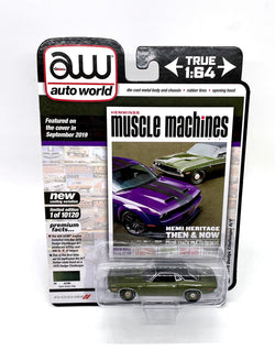 Auto World Hemmings Muscle Machines 1970 Dodge Challenger R/T HEMI R4 Green 1:64