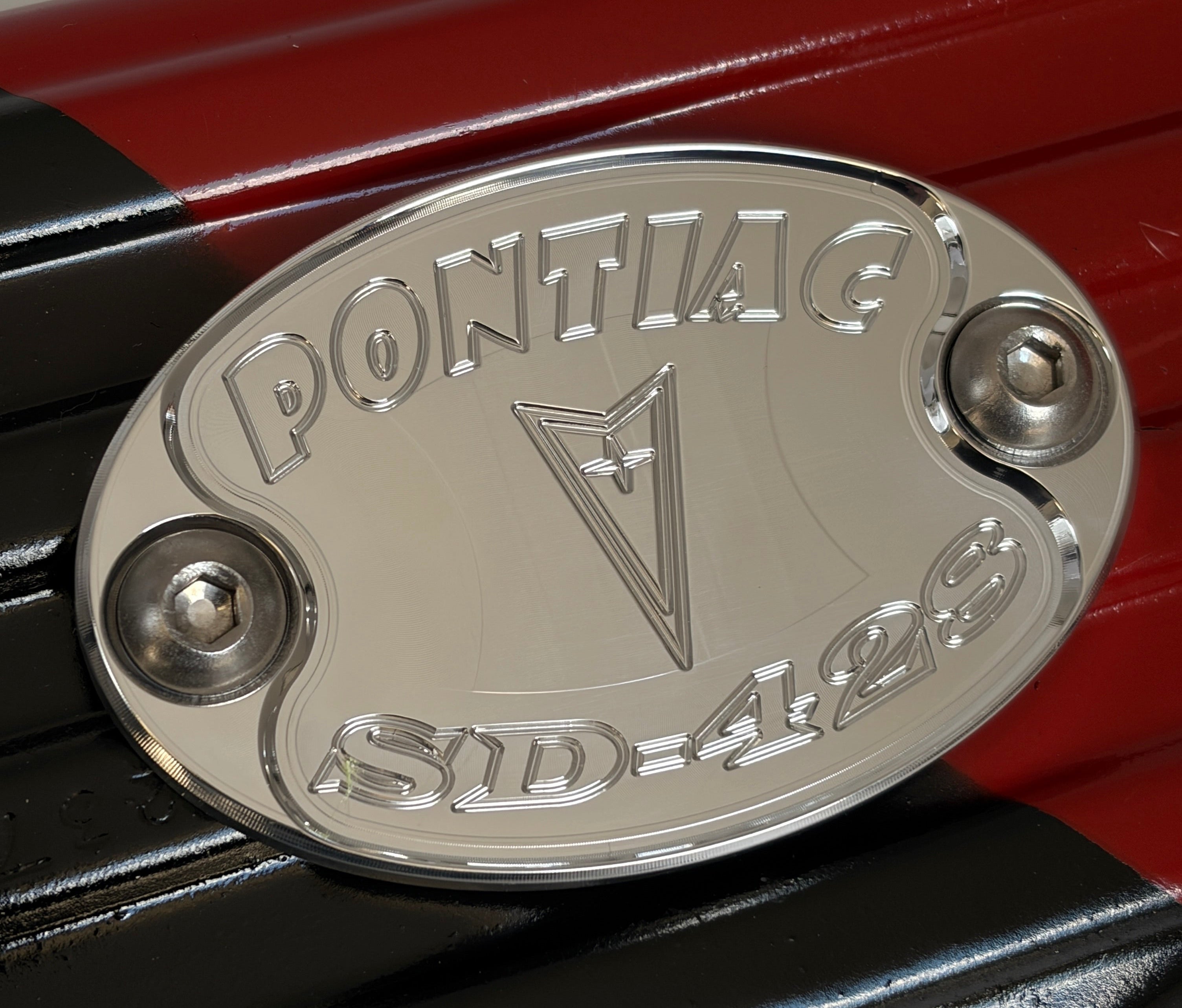 Mad4Metal Pontiac 428 Super Duty Billet Aluminum Badge Valve Cover USA