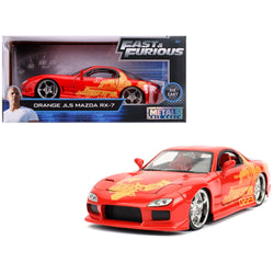 Jada Toys Fast & Furious Orange JLS Mazda RX-7 Die Cast Car Item 30747 1:24