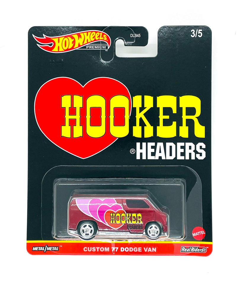 Hot Wheels Premium Custom 77 Dodge Van Hooker Headers Red Rubber Tires 1:64