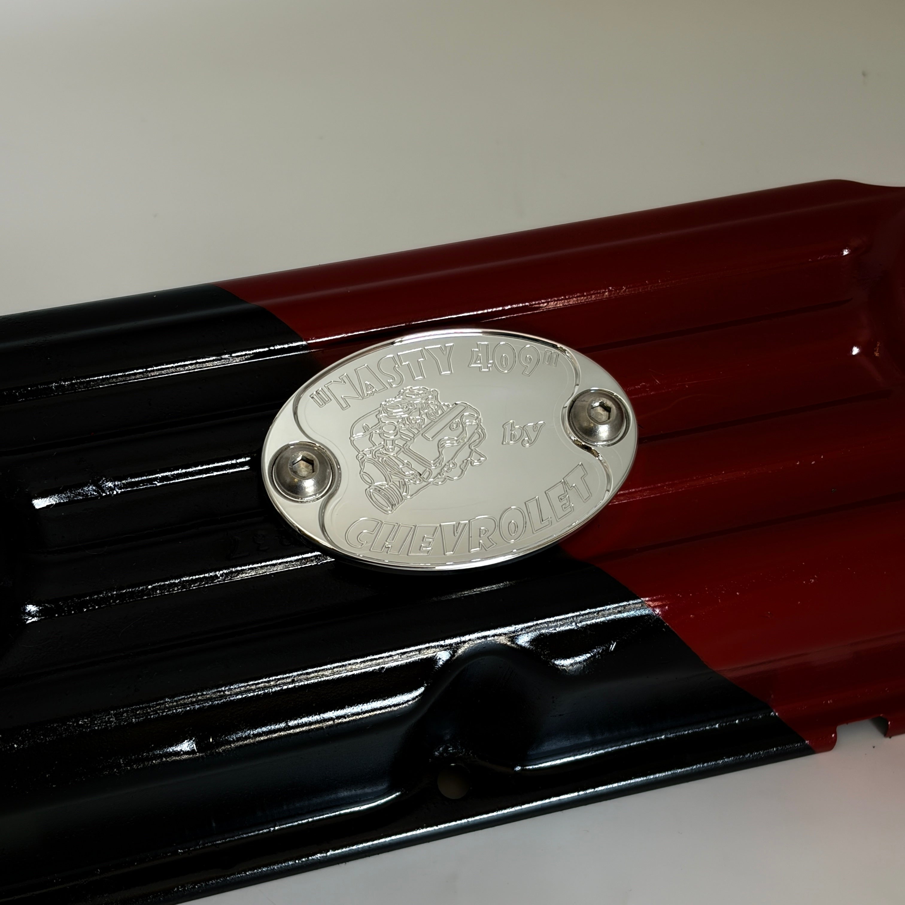 Mad4Metal Nasty 409 by Chevy Billet Aluminum Badge Valve Cover USA