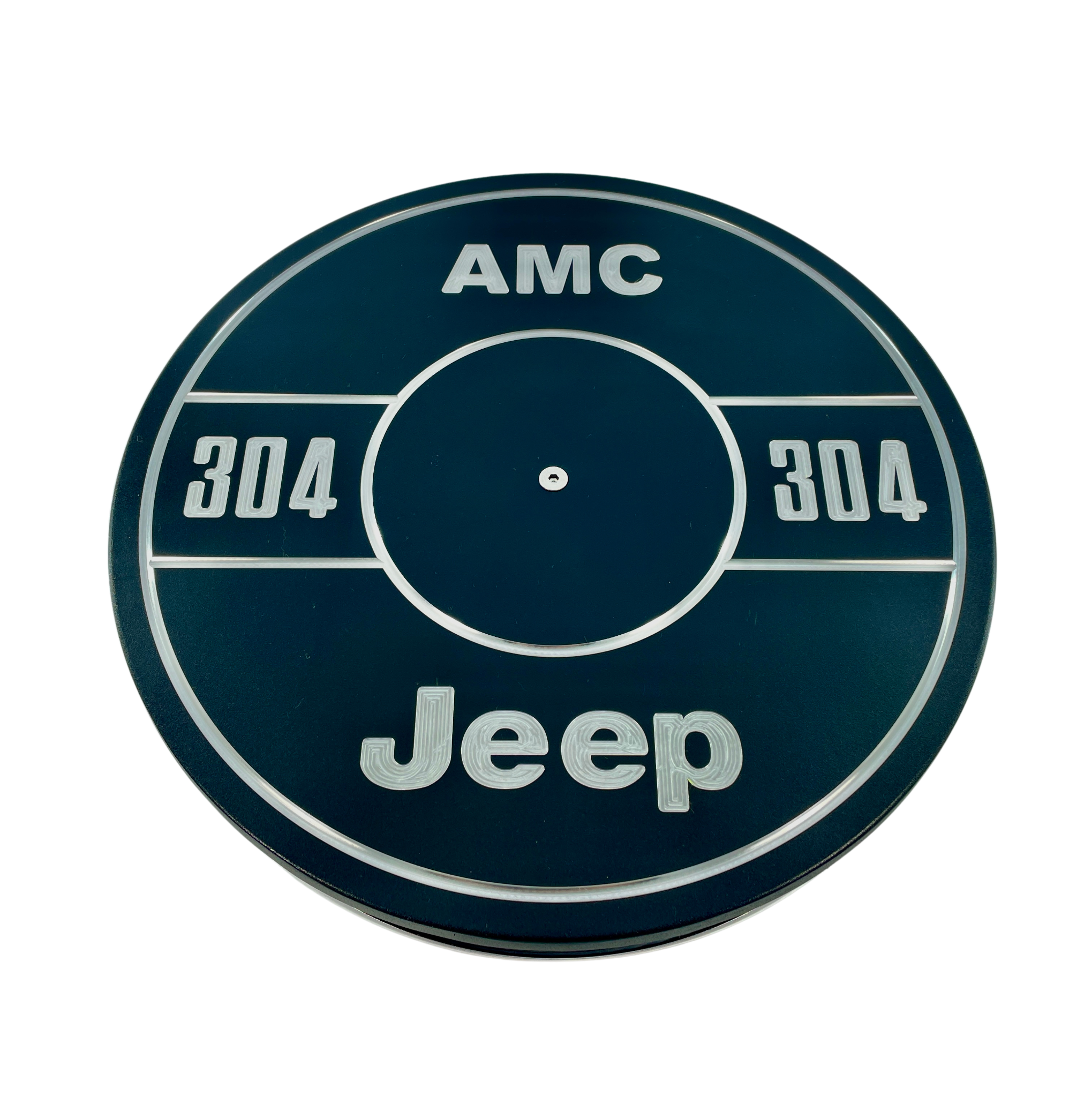 Custom engraved AMC 304 air cleaner lid fits Jeep CJ V8 engines - premium cast aluminum with USA engraving