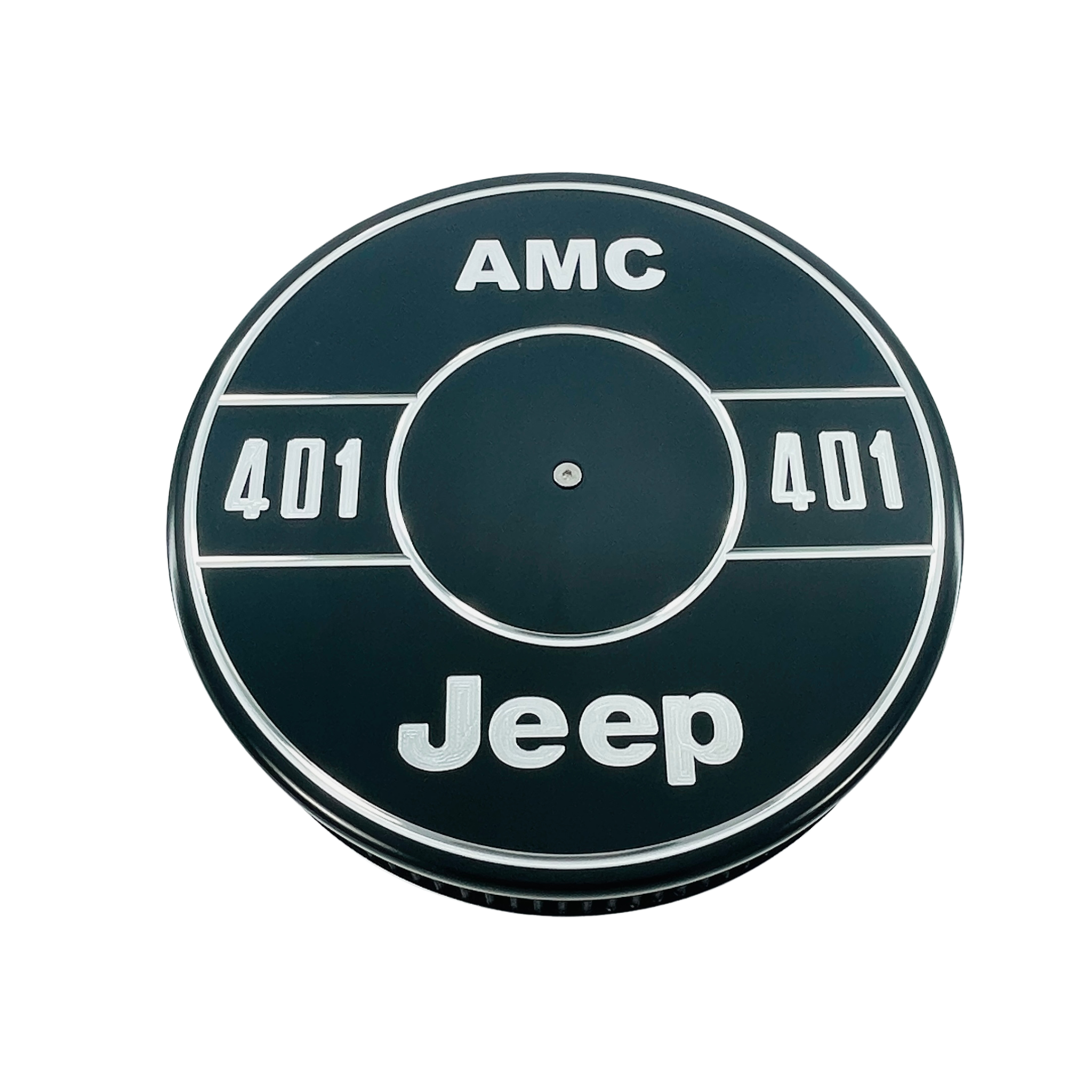 Custom engraved AMC 401 air cleaner lid fits Jeep CJ big block V8 engines - rare collector cast aluminum with USA engraving