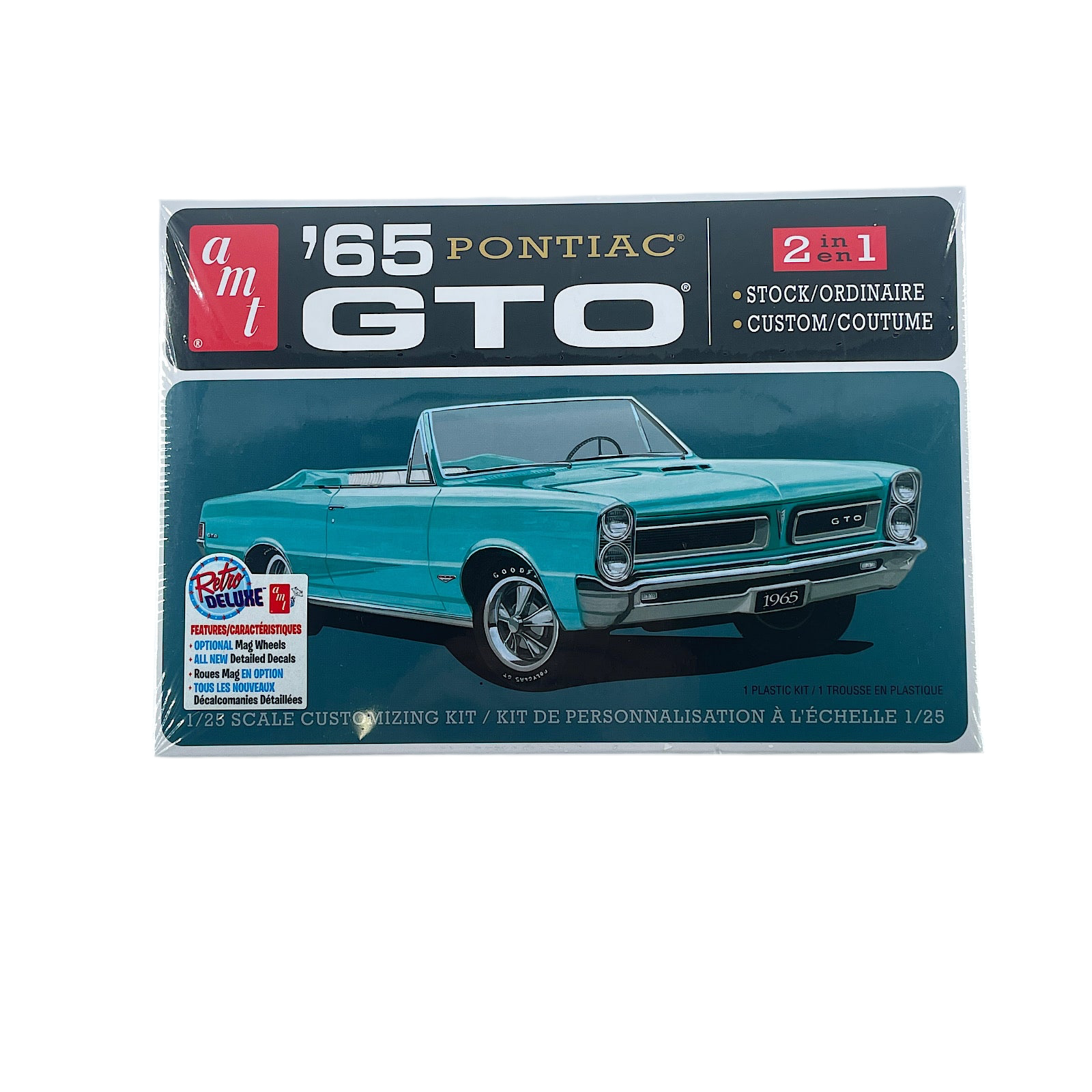 1965 Pontiac GTO Convertible Aqua AMT Plastic Model Kit AMT1191M/12 Scale 1:25