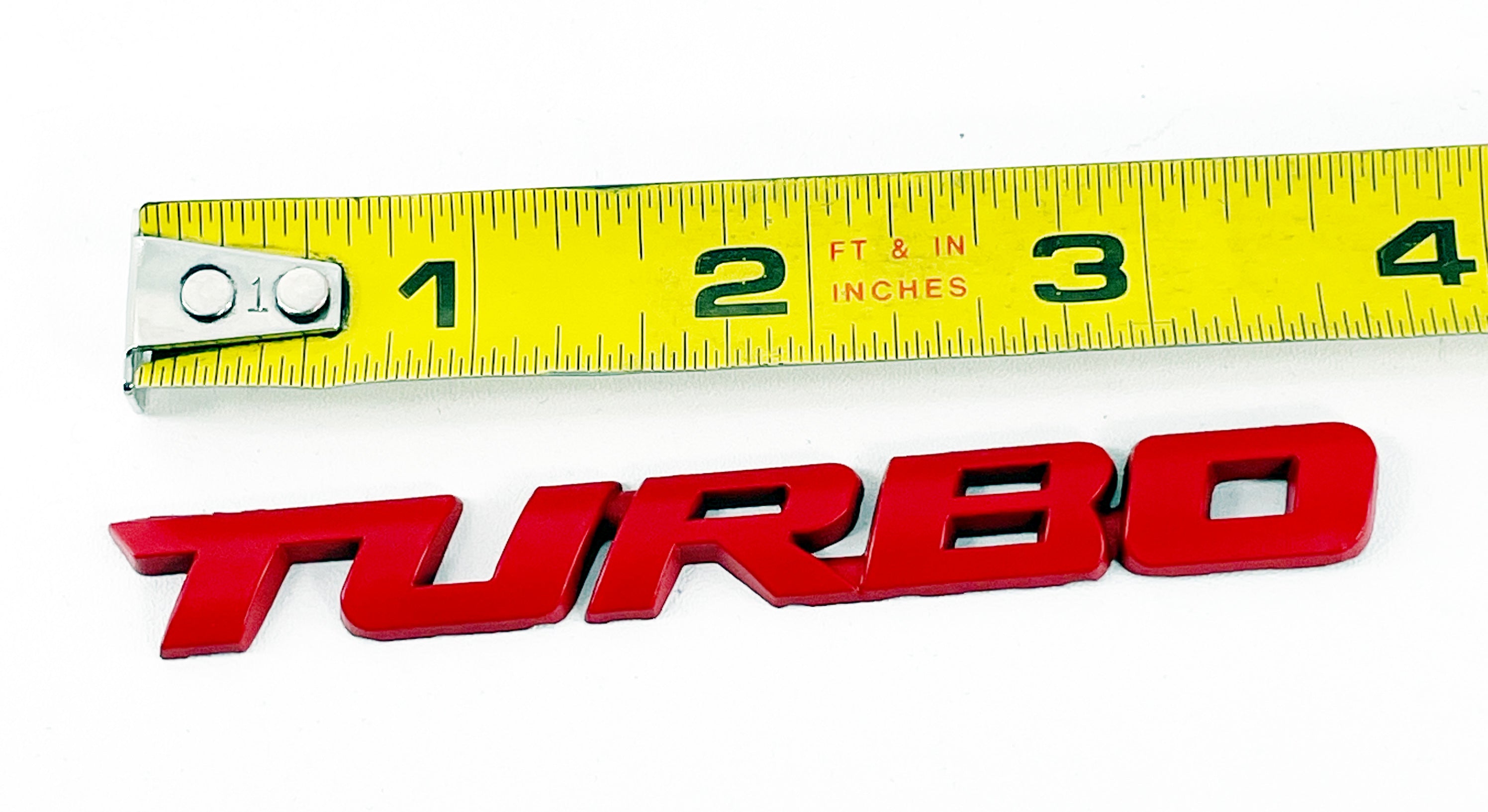 Red Trendy TURBO Symbol Automobile Decal Vehicle Metallic 3D Logo Stick On Badge