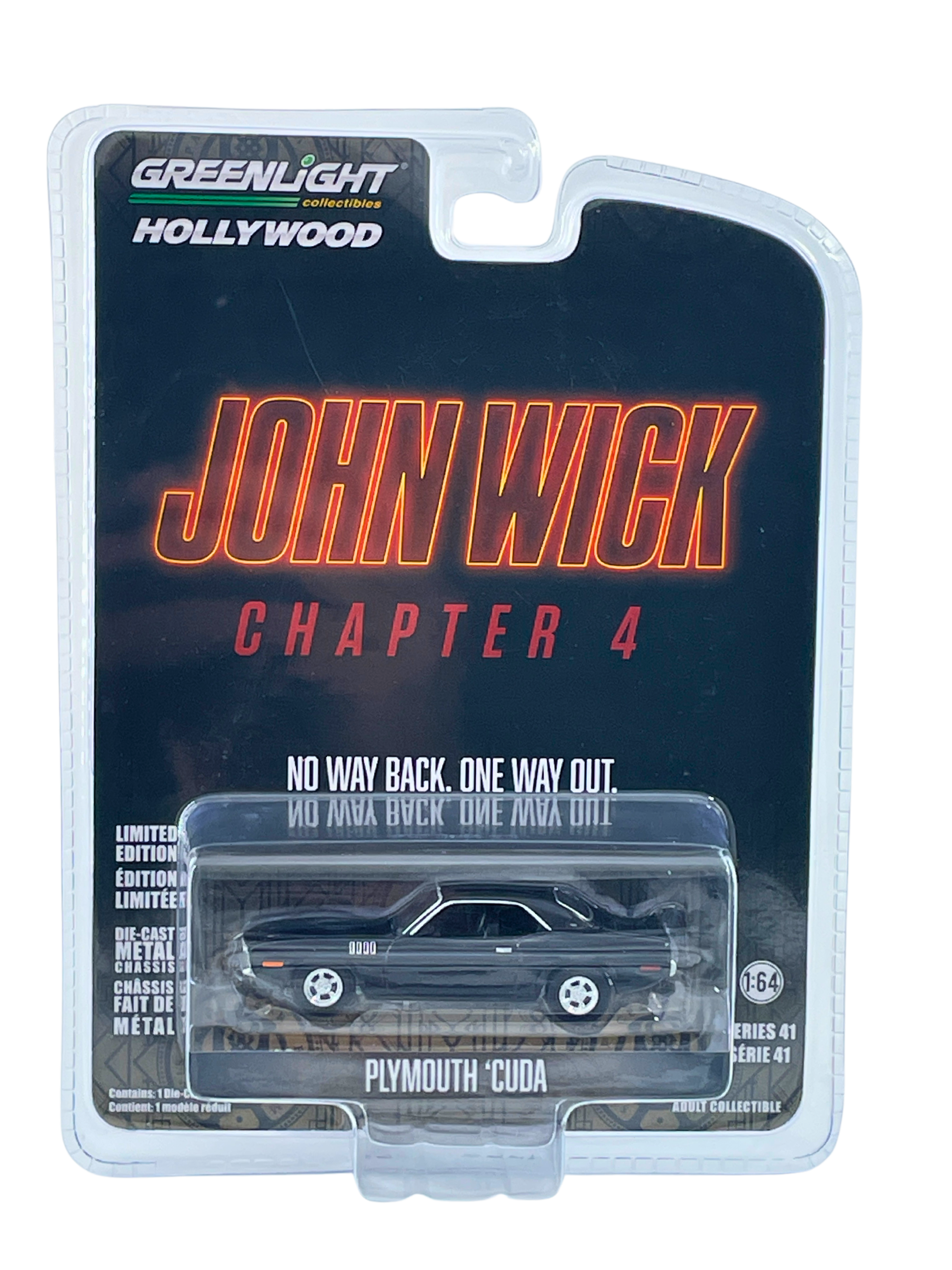 Greenlight 1 64 Diecast Cars 1970 Plymouth Cuda John Wick 4 Black Hollywood S41