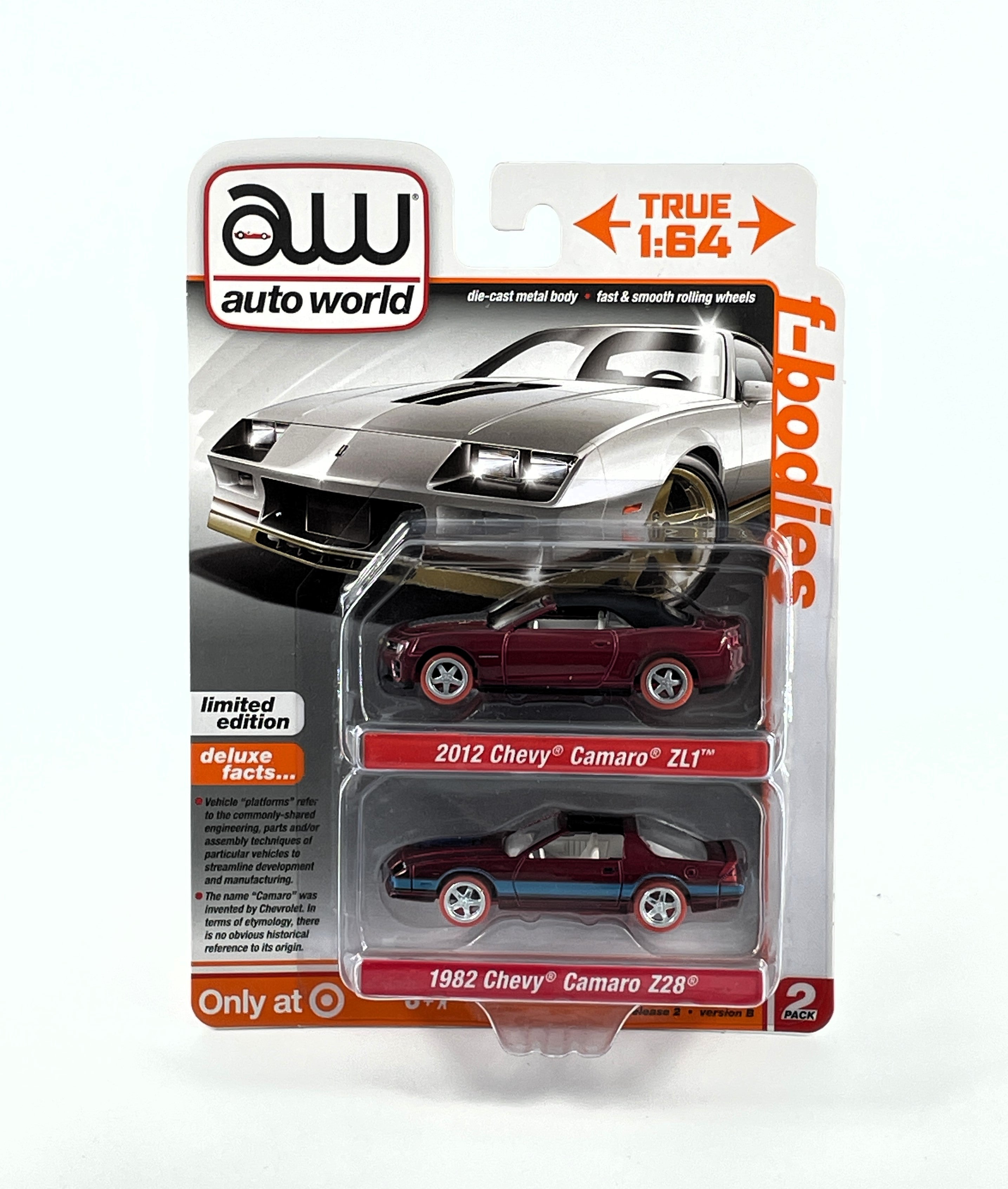 AW Auto World Diecast Cars 1 64 2012 Camaro ZL1 1982 Camaro Z28 Red Chase