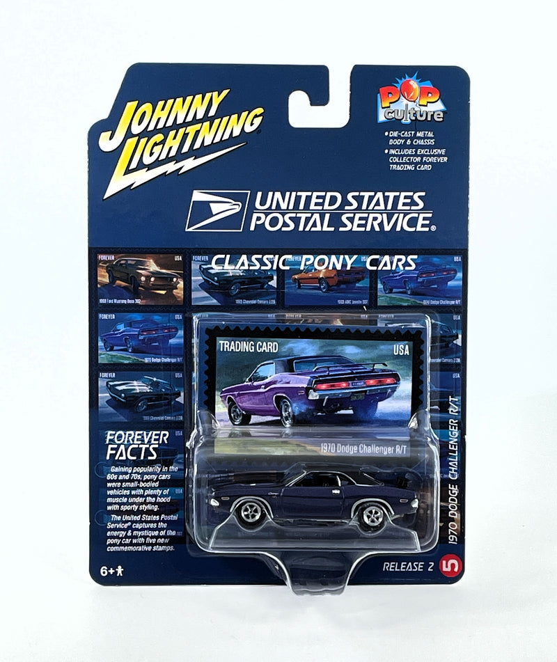 1970 Dodge Challenger RT Johnny Lightning R2 Purple USPS Die Cast Car 1:64
