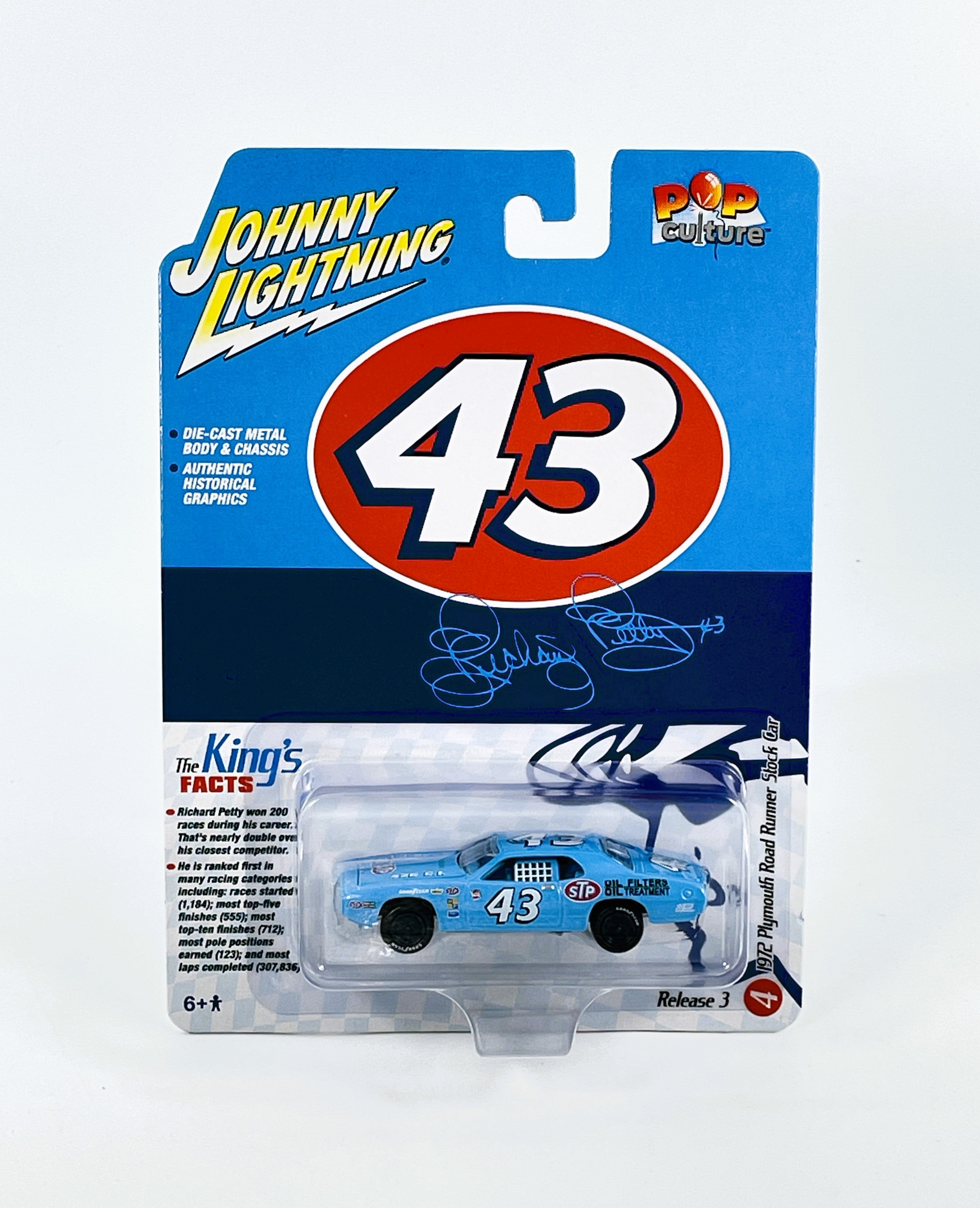 1972 Plymouth Roadrunner Stock Car Johnny Lightning R3 #43 Richard Petty 1:64