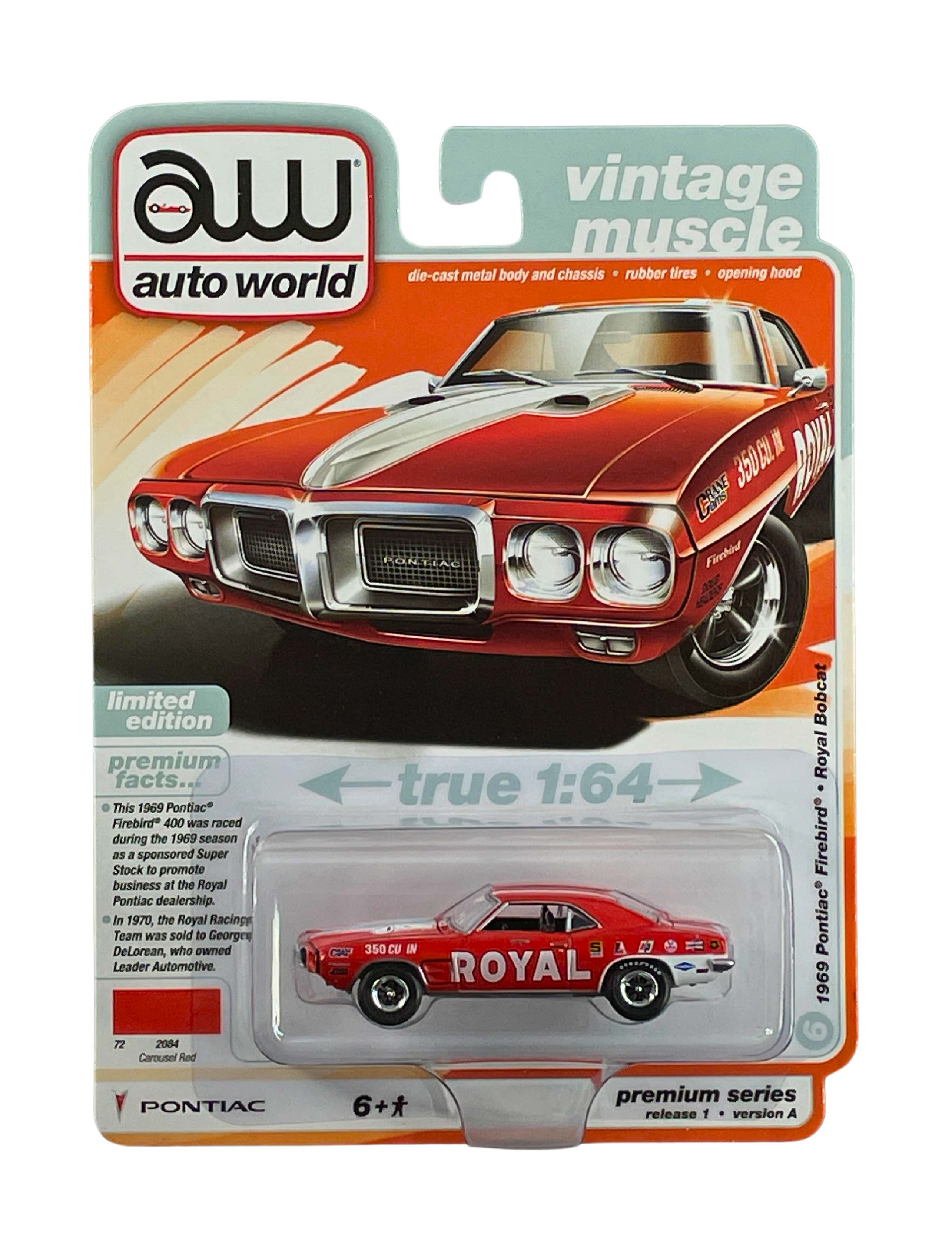 AW Auto World Diecast Cars 1 64 1969 Pontiac Firebird Royal Bobcat R1 VA