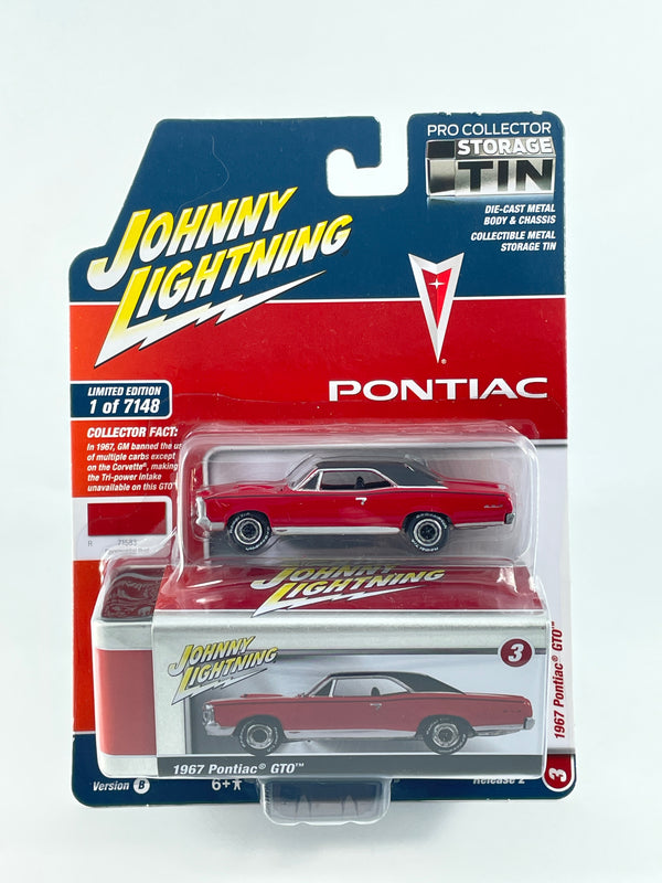 Johnny Lightning 1 64 Diecast Cars 1967 Pontiac GTO Red Collector Storage Tin