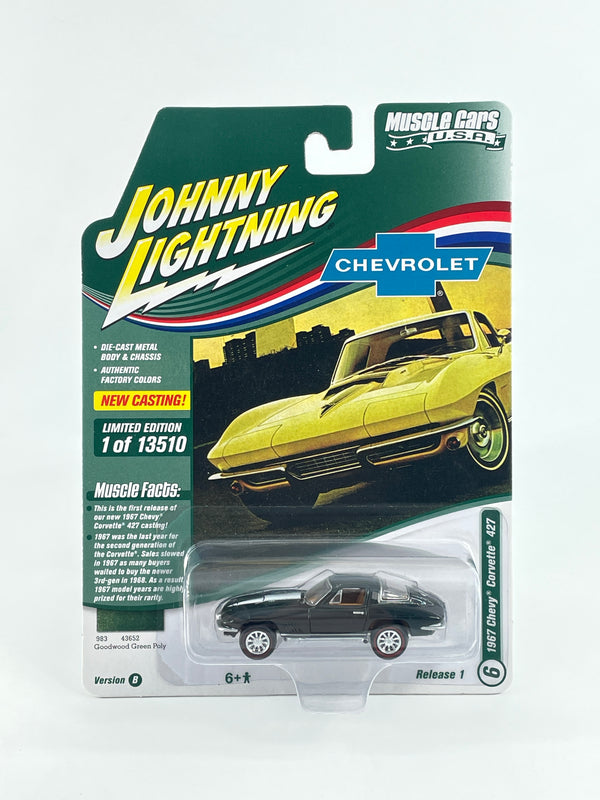 Johnny Lightning 1 64 Diecast Cars 1967 Chevy Corvette 427 Goodwood Green Poly