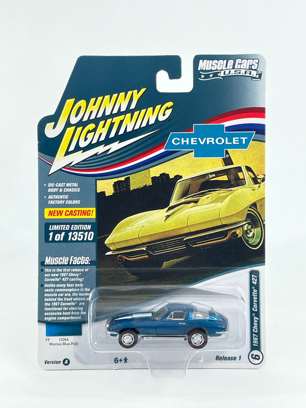 Johnny Lightning 1 64 Diecast Cars 1967 Chevy Corvette 427 Marina Blue Poly R1