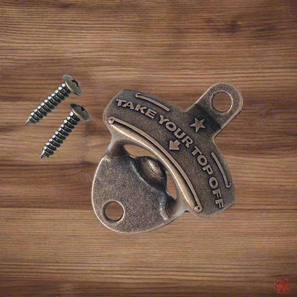 Vintage Cast Iron Wall Mounted Bottle Opener - Rustic Bar & Man Cave Decor Tool