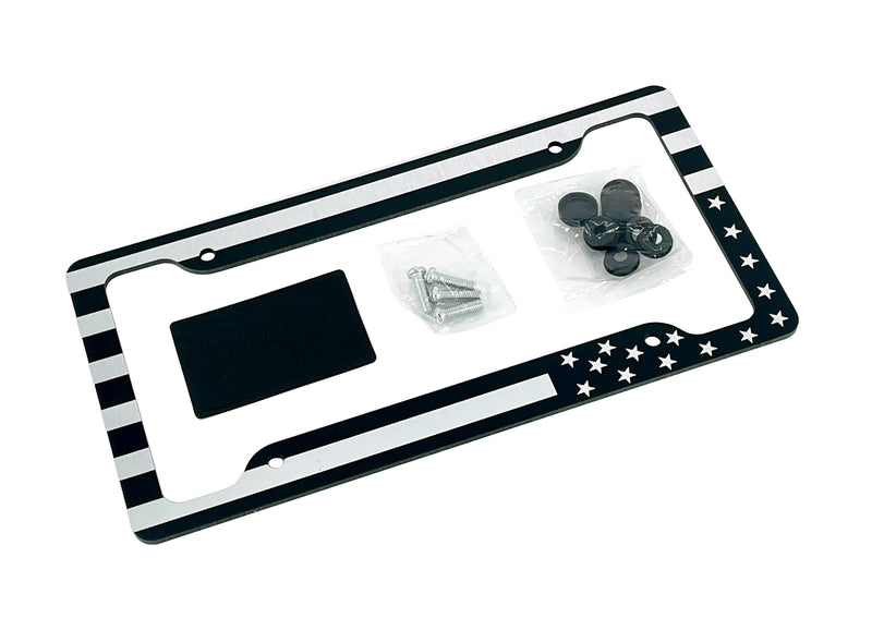 Premium American Flag Metal License Plate Frame - Patriotic Car Accessory