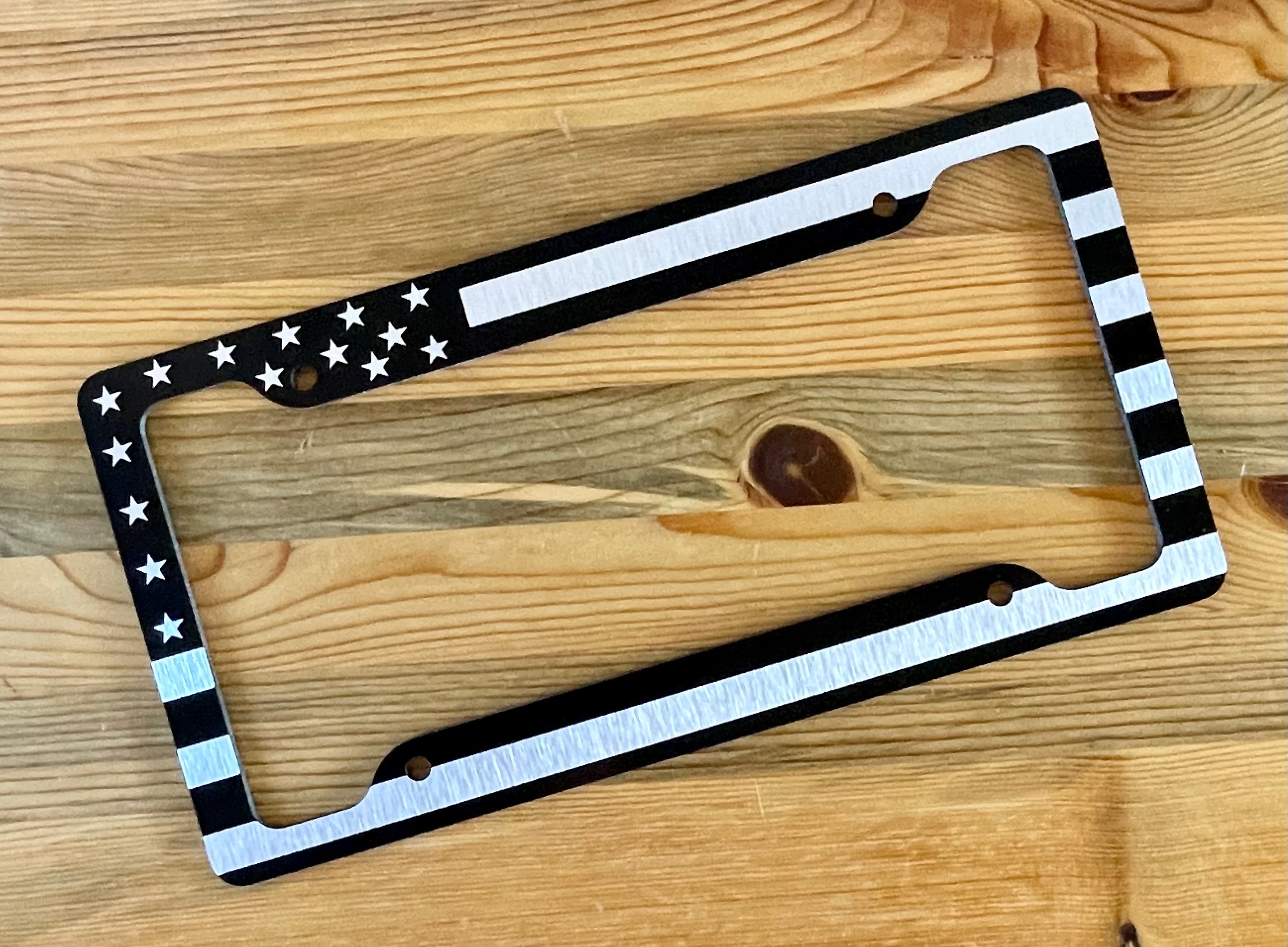 Premium American Flag Metal License Plate Frame - Patriotic Car Accessory