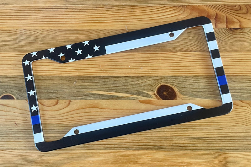 Premium American Flag Metal License Plate Frame - Patriotic Car Accessory - Set