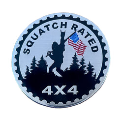Sasquatch Rated 4x4 Stick-on Fender Badge with American Flag Fits Jeep 4x4