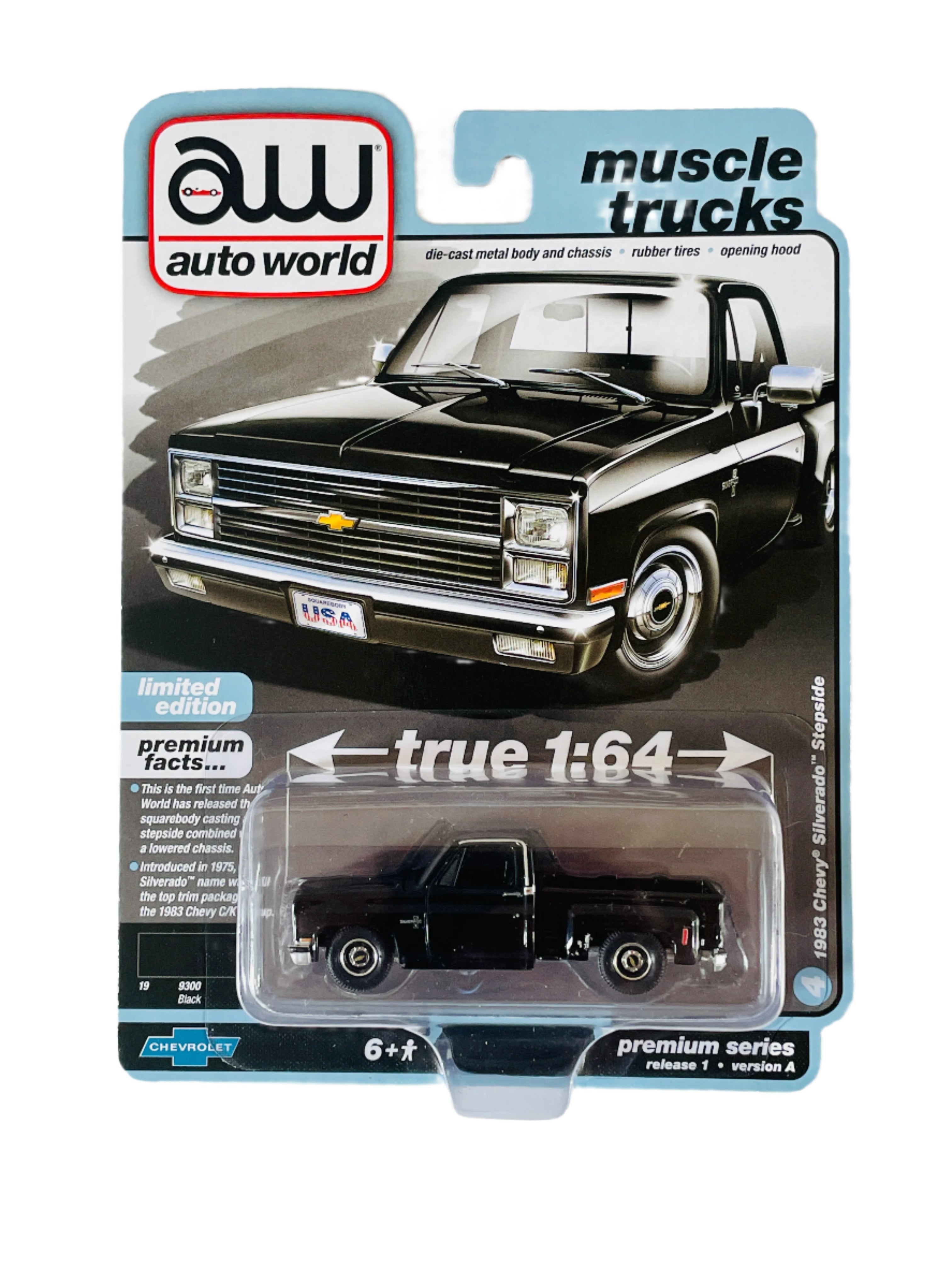 AW Auto World Diecast Cars 1 64 1983 Chevy Silverado Stepside Muscle Trucks