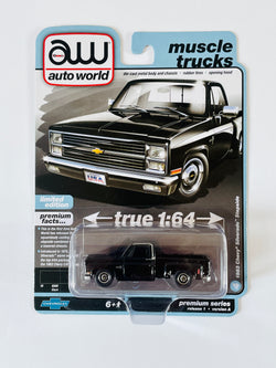 1983 Chevy Silverado Stepside Auto World Muscle Trucks Die Cast Model Car Black 1:64
