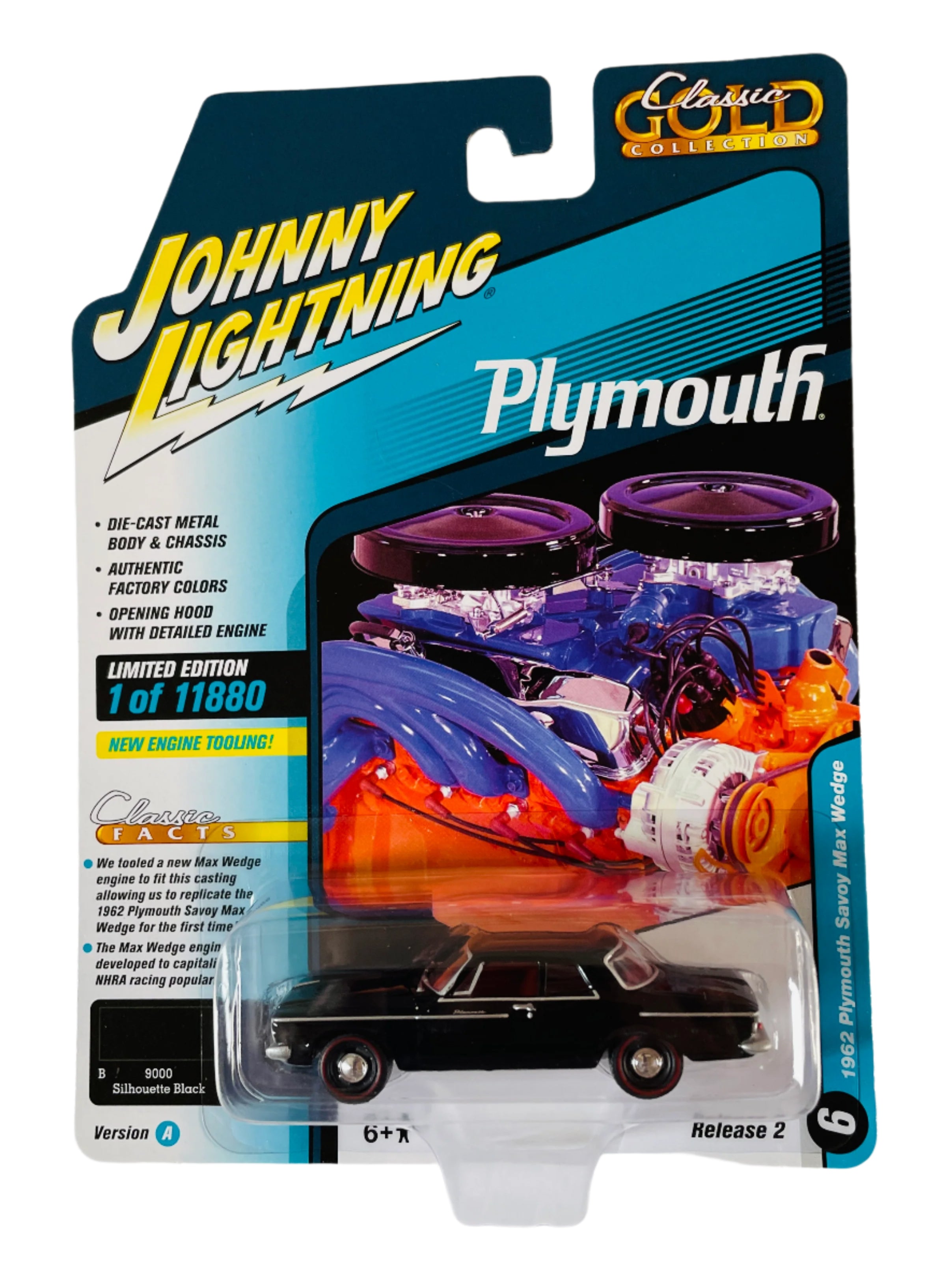 1962 Plymouth Savoy Max Wedge Johnny Lightning Black Die-Cast Car 1:64