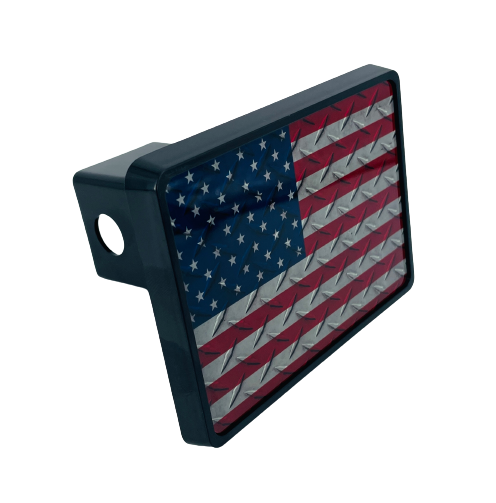 Hitch Cover Cap Plastic  5" x 4" American Flag Patriotic Hitch Pin Style for  2" Receiver