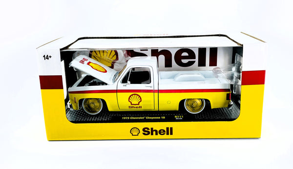 1973 Chevrolet Cheyenne 10 M2 Machines R111 Shell Oil Yellow Squarebody 1:24