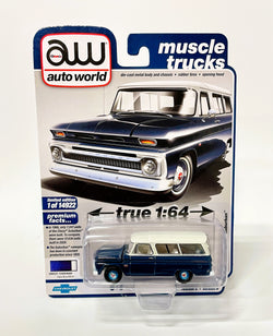 AW Auto World Diecast Cars 1 64 1966 Chevy Suburban Dark Blue R5 VB