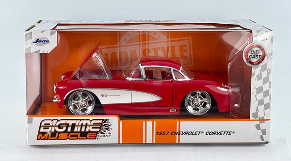 Jada Toys 1 24 Diecast Cars 1957 Chevrolet Corvette Big Time Muscle Red White