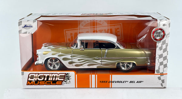 Jada Toys 1 24 Diecast Cars 1955 Chevrolet Bel Air Big Time Muscle Gold Flames