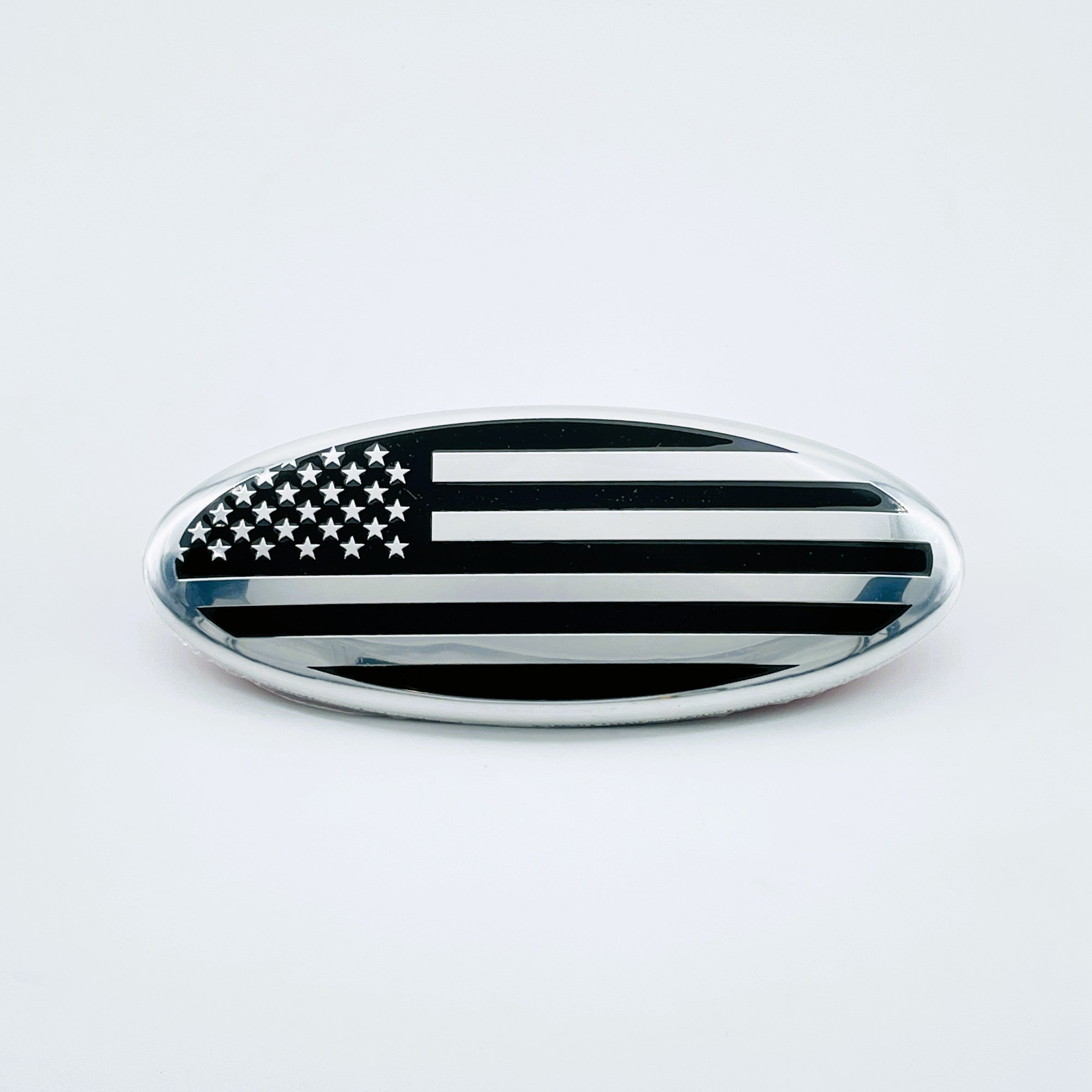 "Chrome American Flag Emblem - 9 Inch Car or Truck Badge, Patriotic Decal"