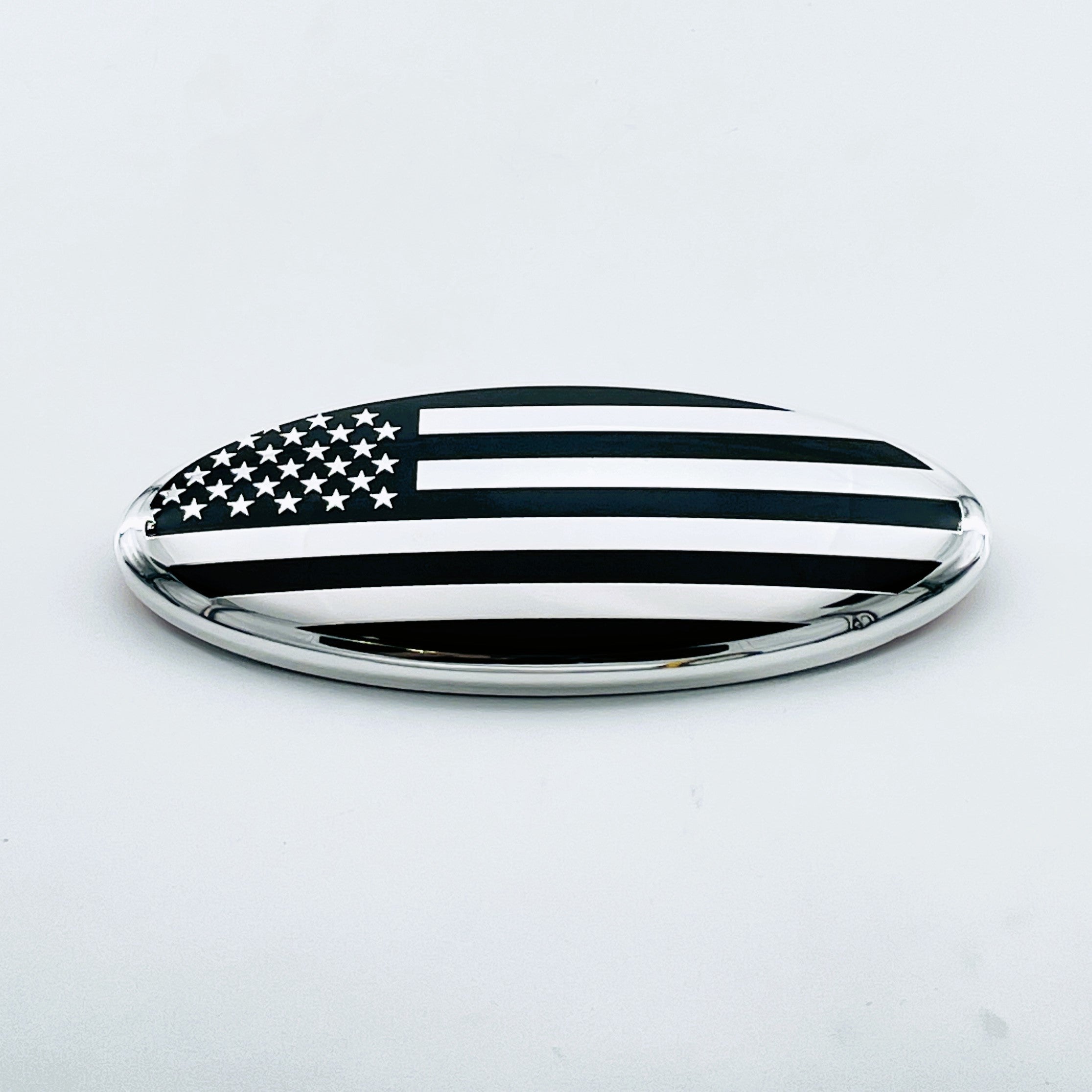 "Chrome American Flag Emblem - 7 Inch Car or Truck Badge, Patriotic Decal"