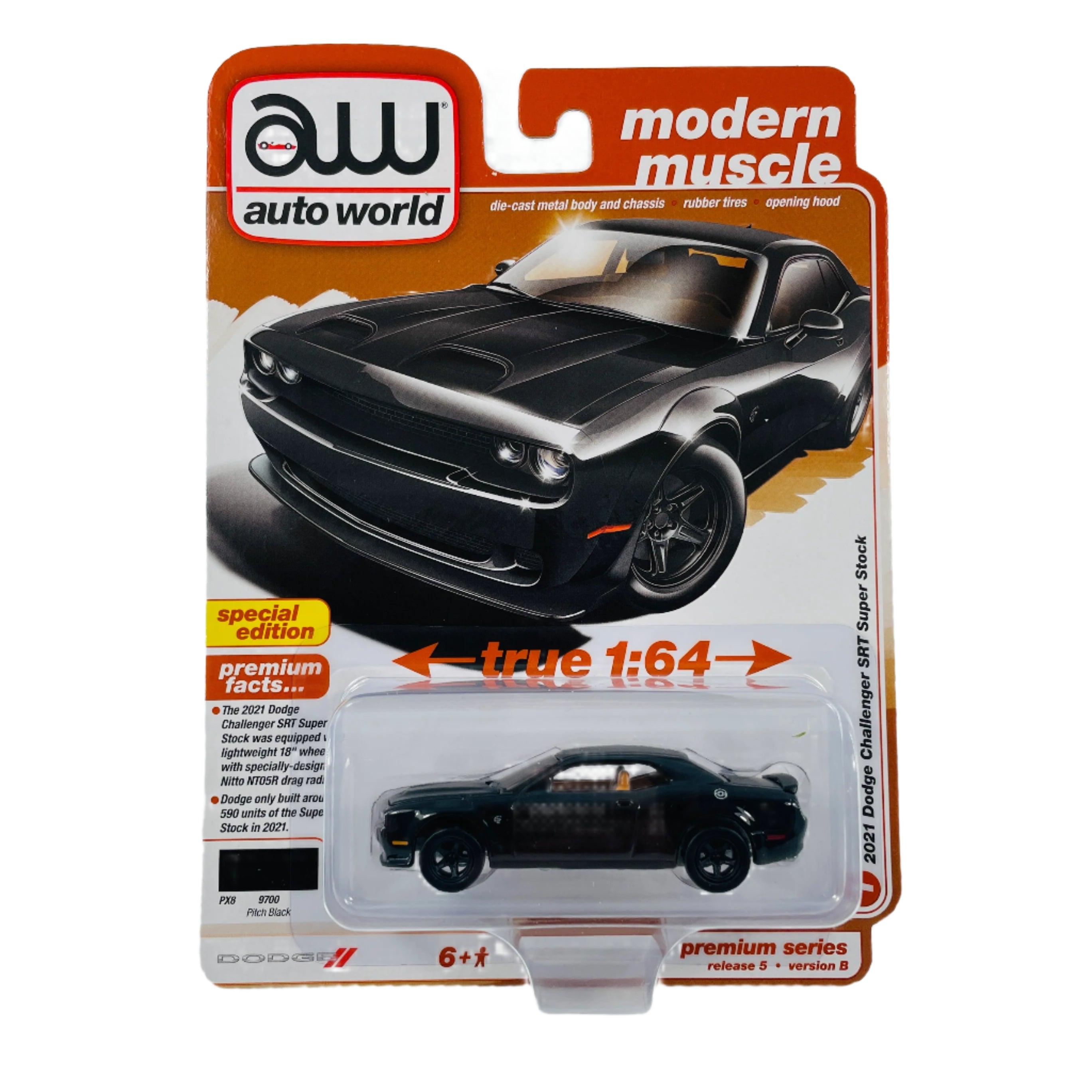 2021 Dodge Challenger SRT Super Stock 1/64 Diecast Car by Autoworld R5 Series B