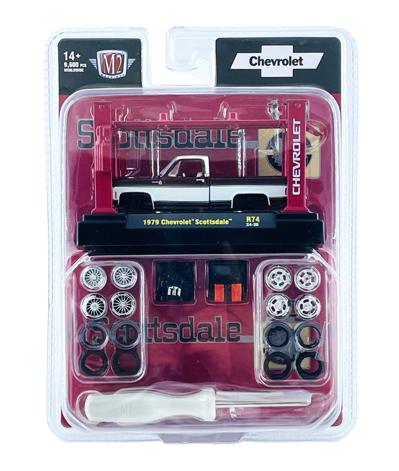 M2 Machines 164 Diecast Cars 1979 Chevrolet Scottsdale Model Kit Burgundy White R74