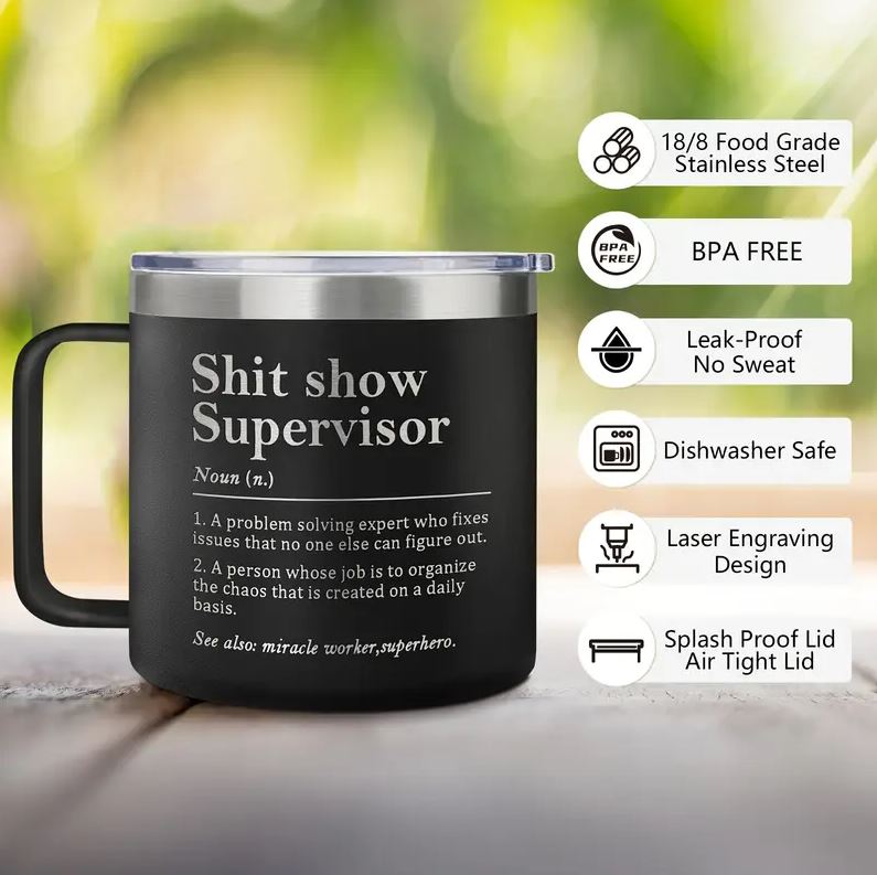 14Oz Vacuum Insulated Stainless Steel Coffee Mug with Lid - Hot Cold Drink Cup