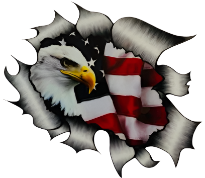 5" x 5" Stick-On Car Decal with Eagle and American Flag - Patriotic Auto Accessory